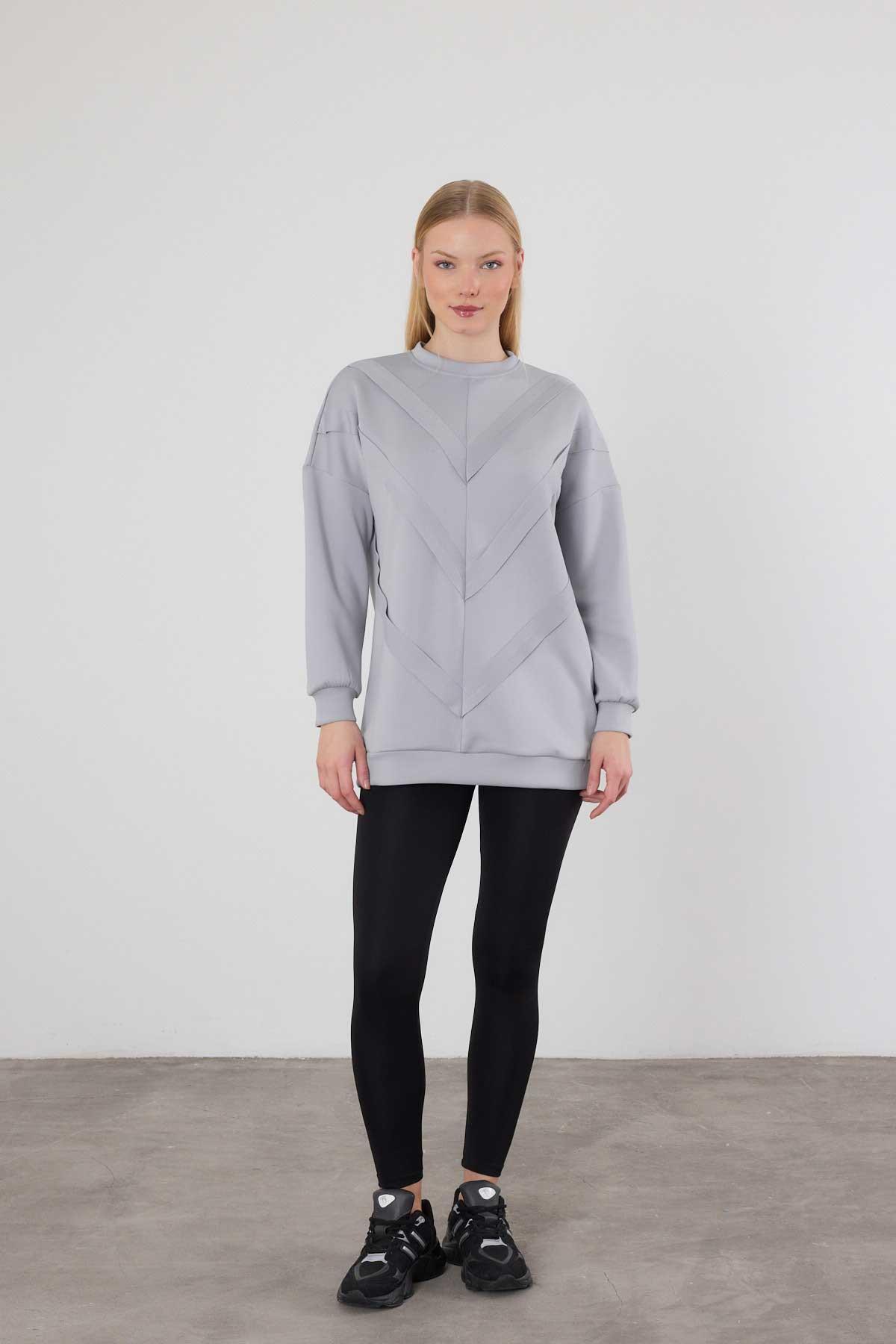 Gri Şerit Detay Sweat 9180M - 2