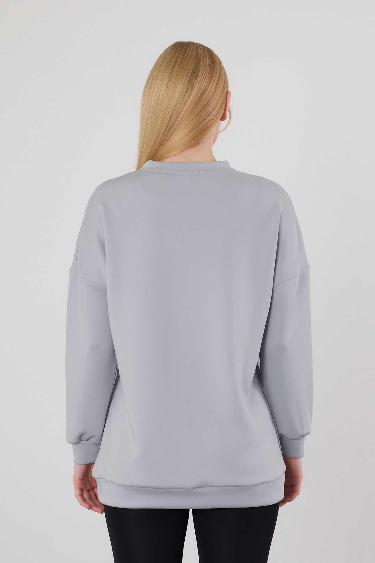 Gri Şerit Detay Sweat 9180M - 5