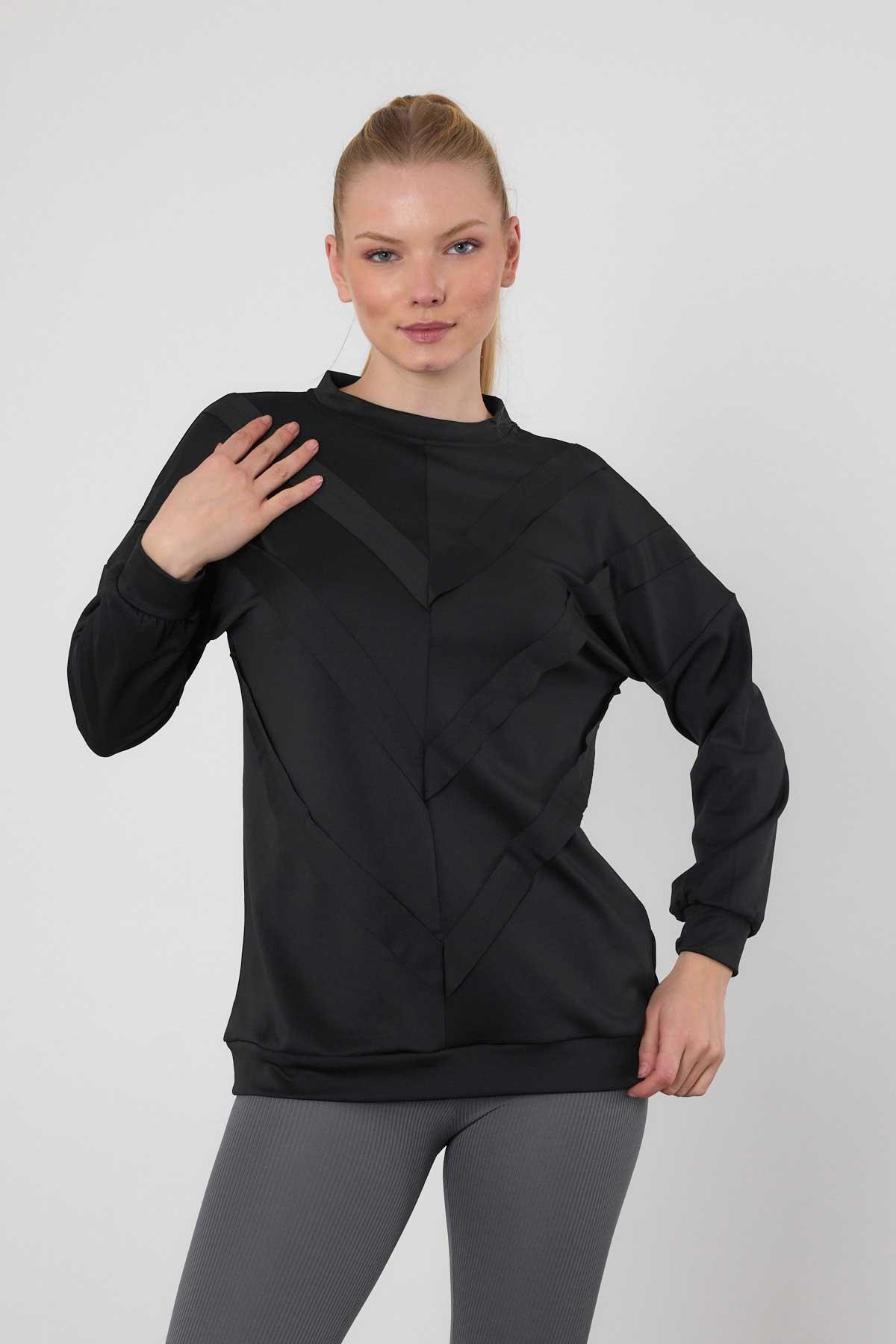 9180M Şerit Detay Sweat Siyah - RAYS