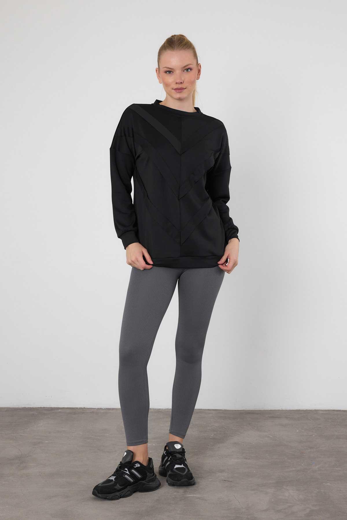 Siyah Şerit Detay Sweat 9180M - 2