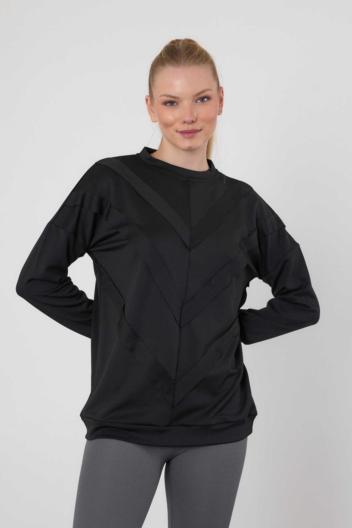 Siyah Şerit Detay Sweat 9180M - 8