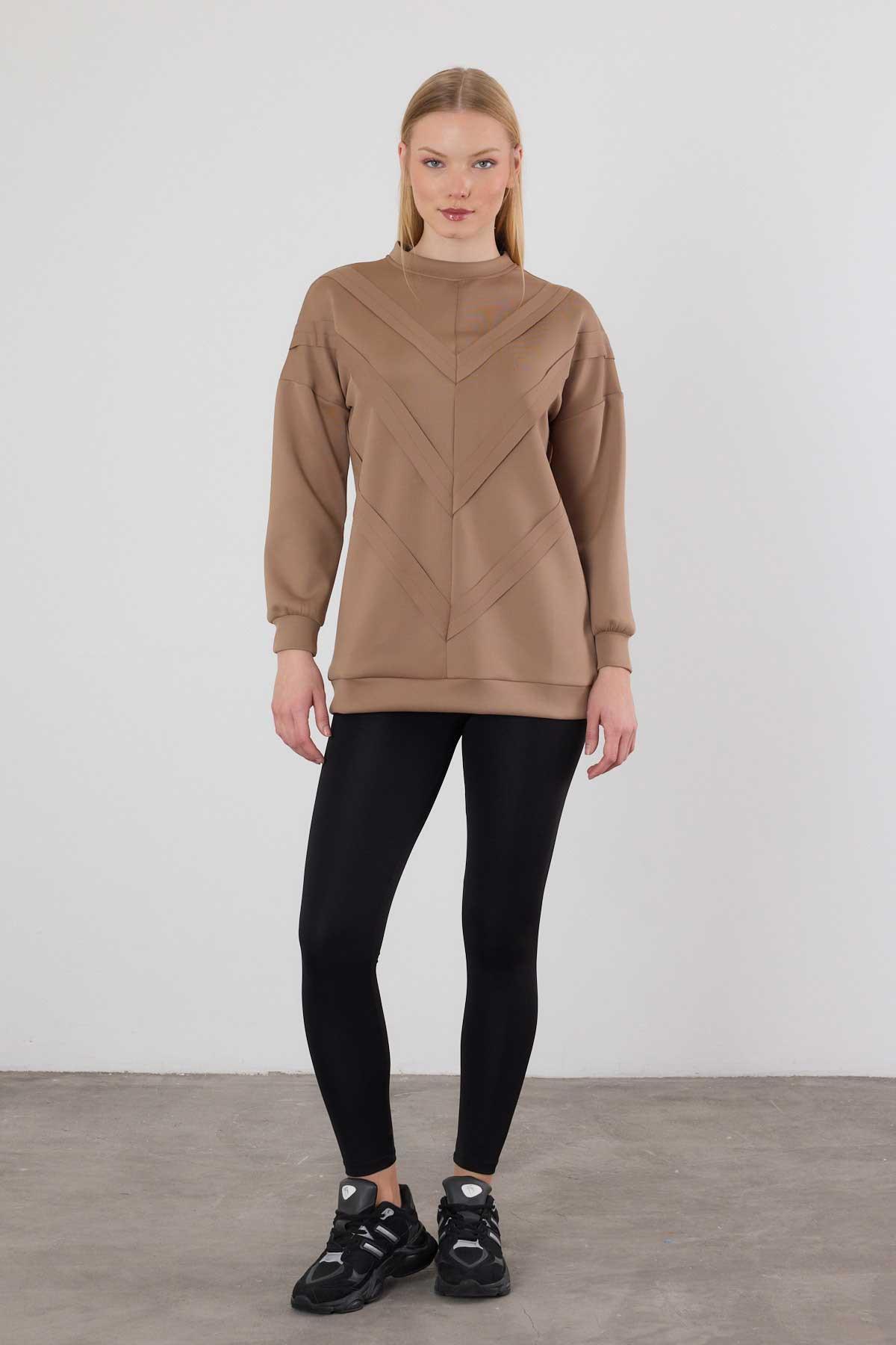 Şerit Detay Sweat 9180M Vizon - 2