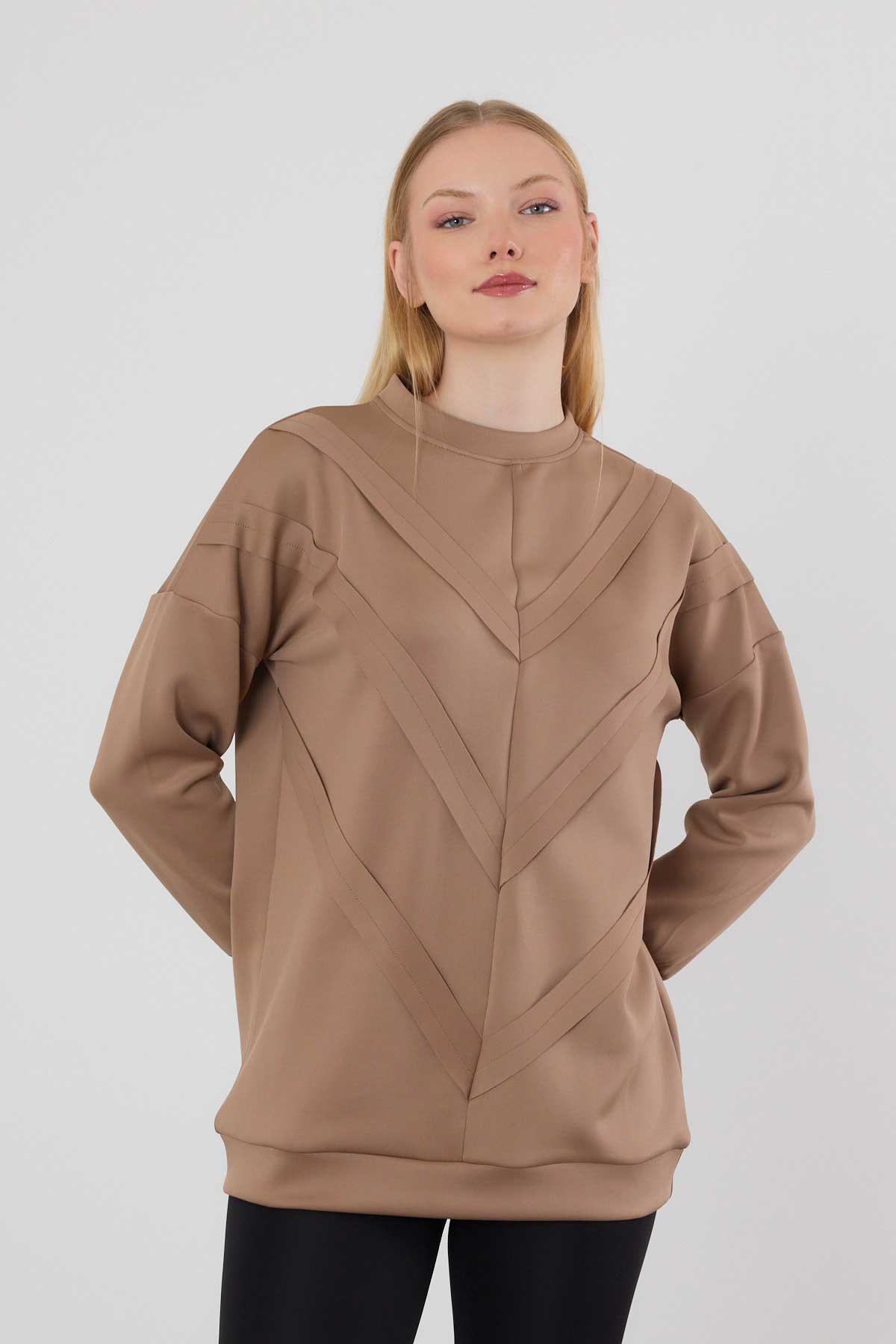 Şerit Detay Sweat 9180M Vizon - 6