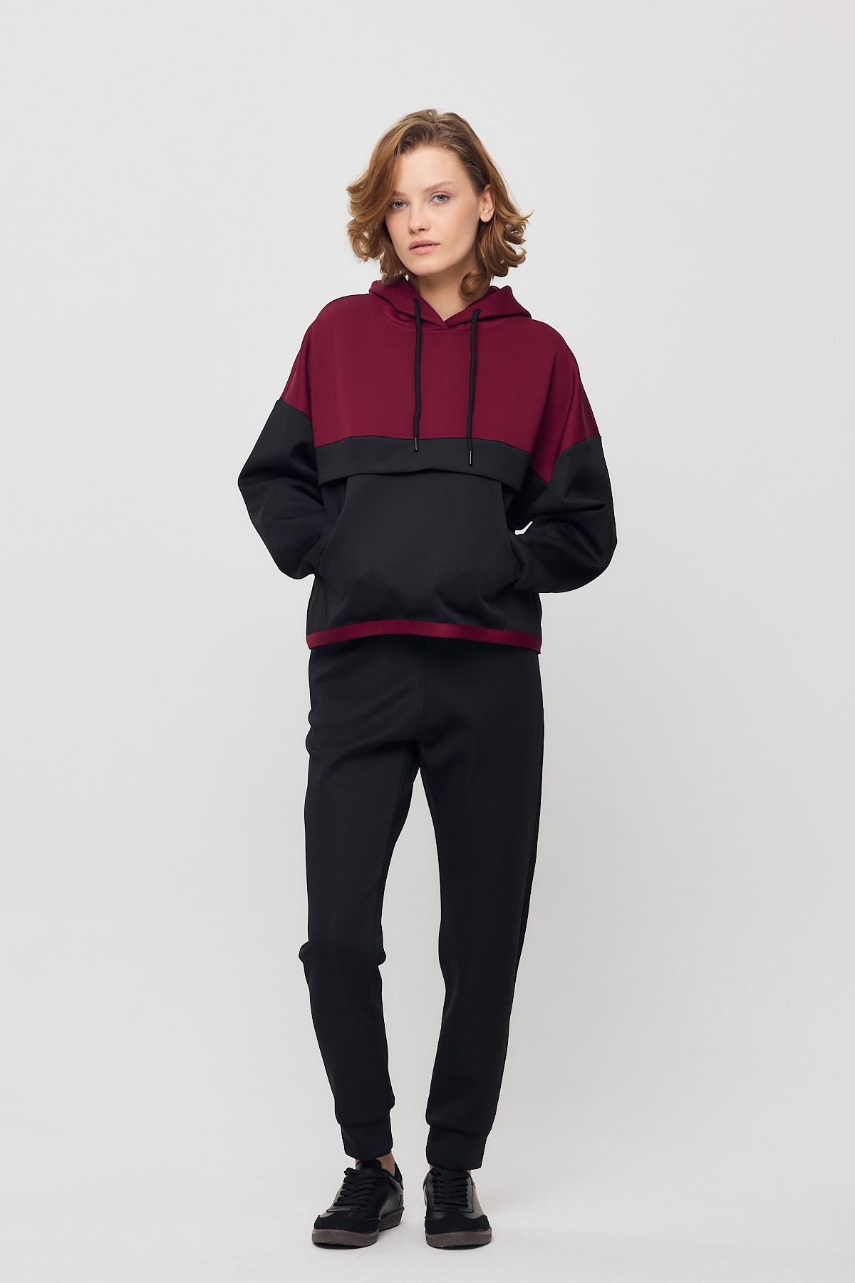 9183M Kanguru Cep Garnili Eşofman Takımı Siyah - 2