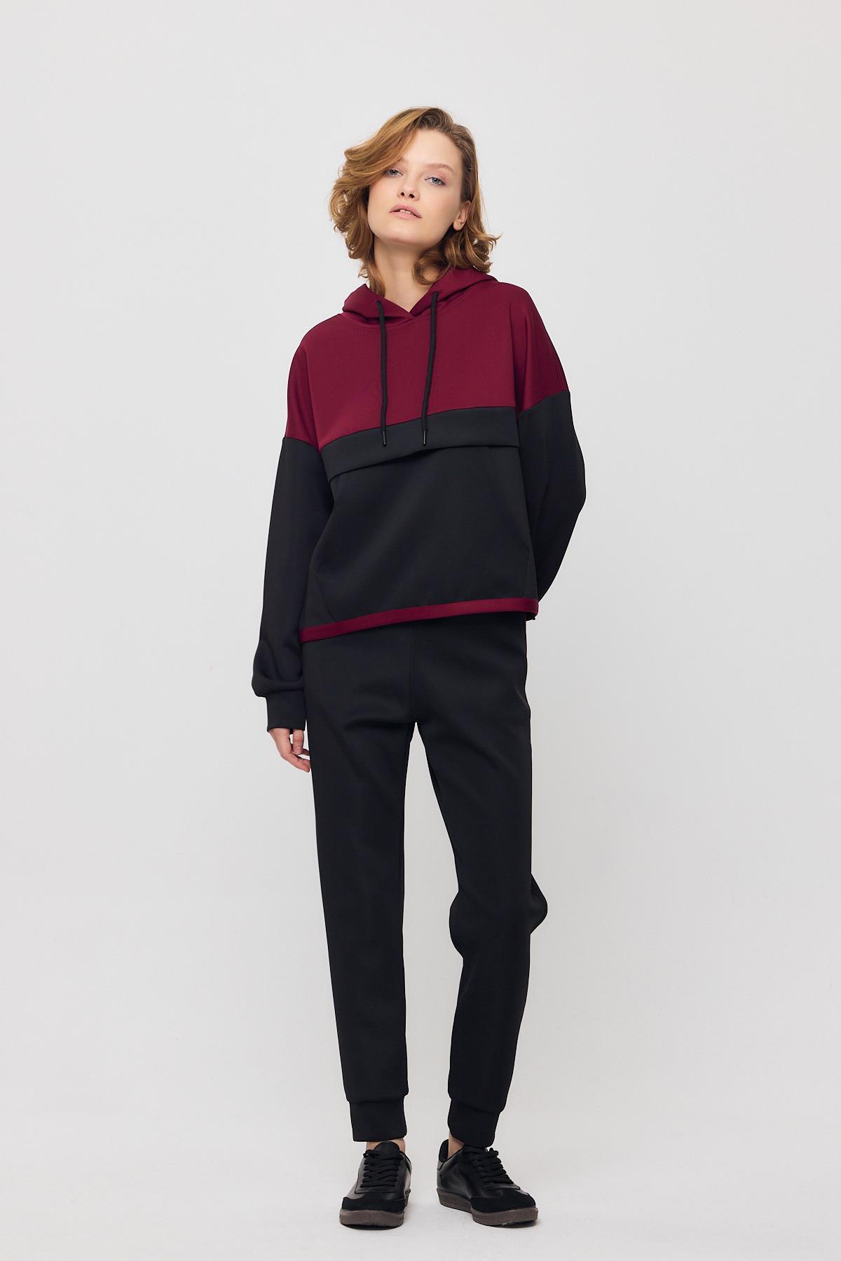 9183M Kanguru Cep Garnili Eşofman Takımı Siyah - 1