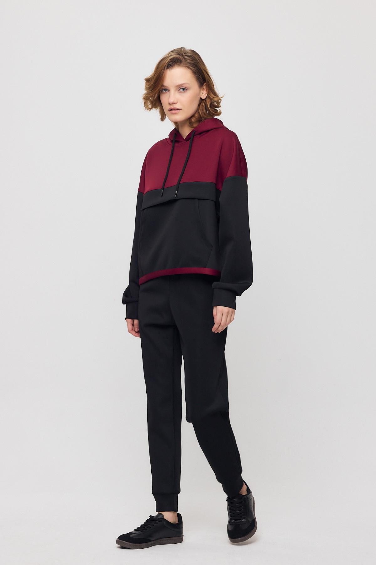 Siyah Kanguru Cep Garnili Eşofman Takımı 9183M - 3