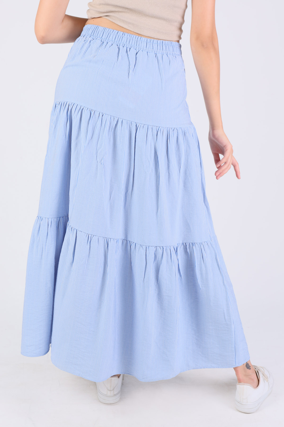 Mavi Çizgili Kat Kat Etek 9193 - 4