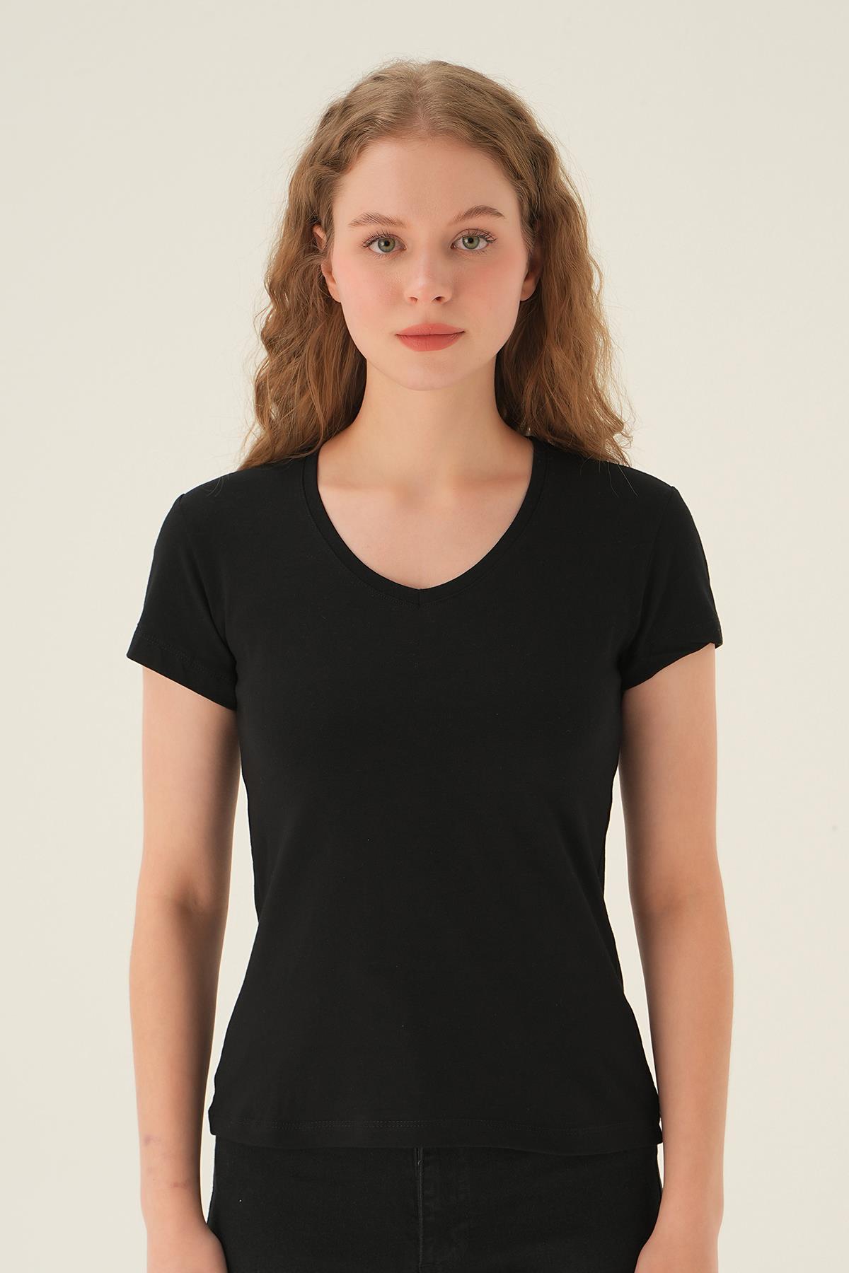 921 V Yaka Tişört Siyah - 1