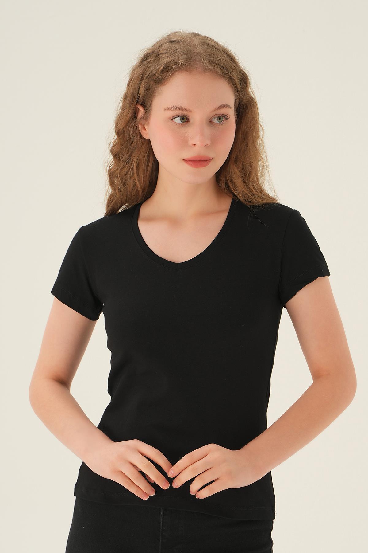 921 V Yaka Tişört Siyah - 2