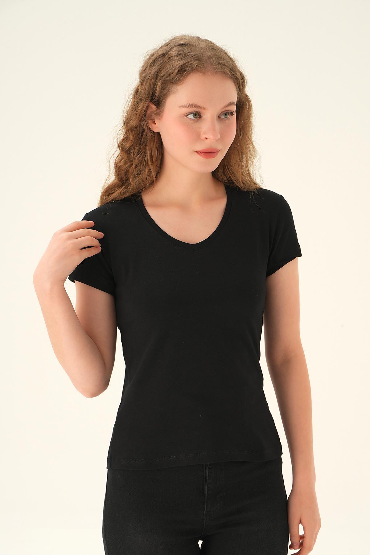 921 V Yaka Tişört Siyah - 3