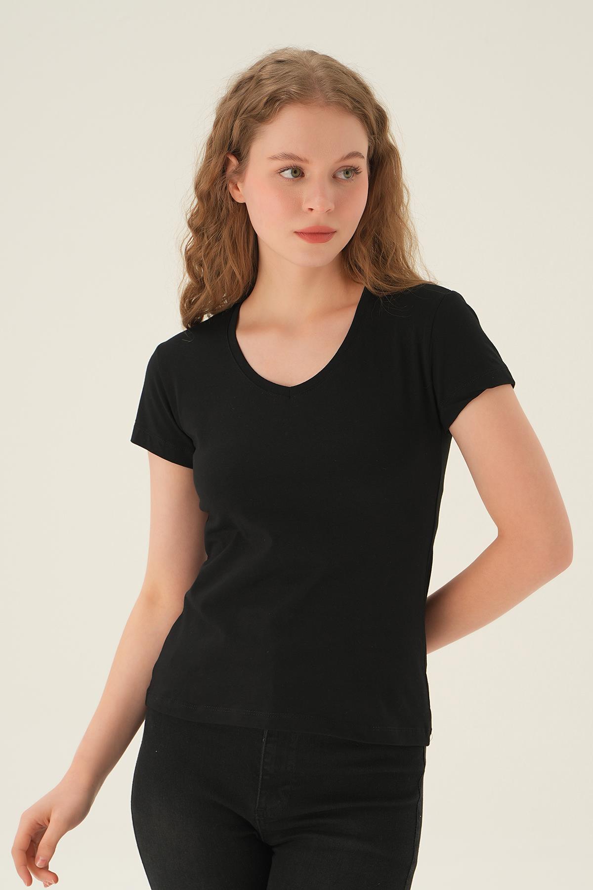 921 V Yaka Tişört Siyah - 4