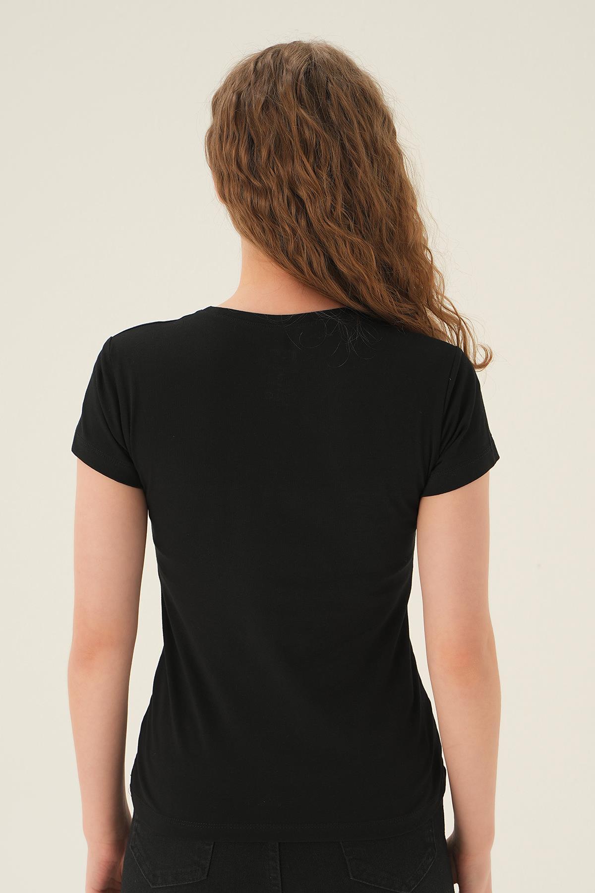 921 V Yaka Tişört Siyah - 5