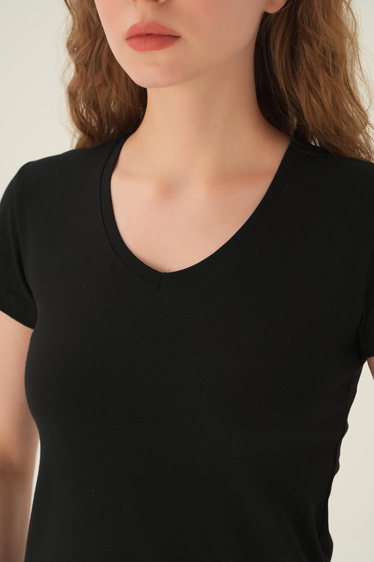 Siyah V Yaka Tişört 921 - 6