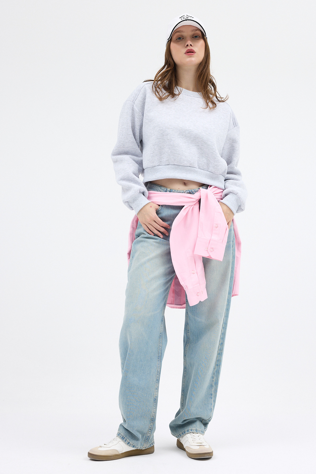 Karmelanj Kadın Crop Bisiklet Yaka Sweatshirt 9210M - RAYS