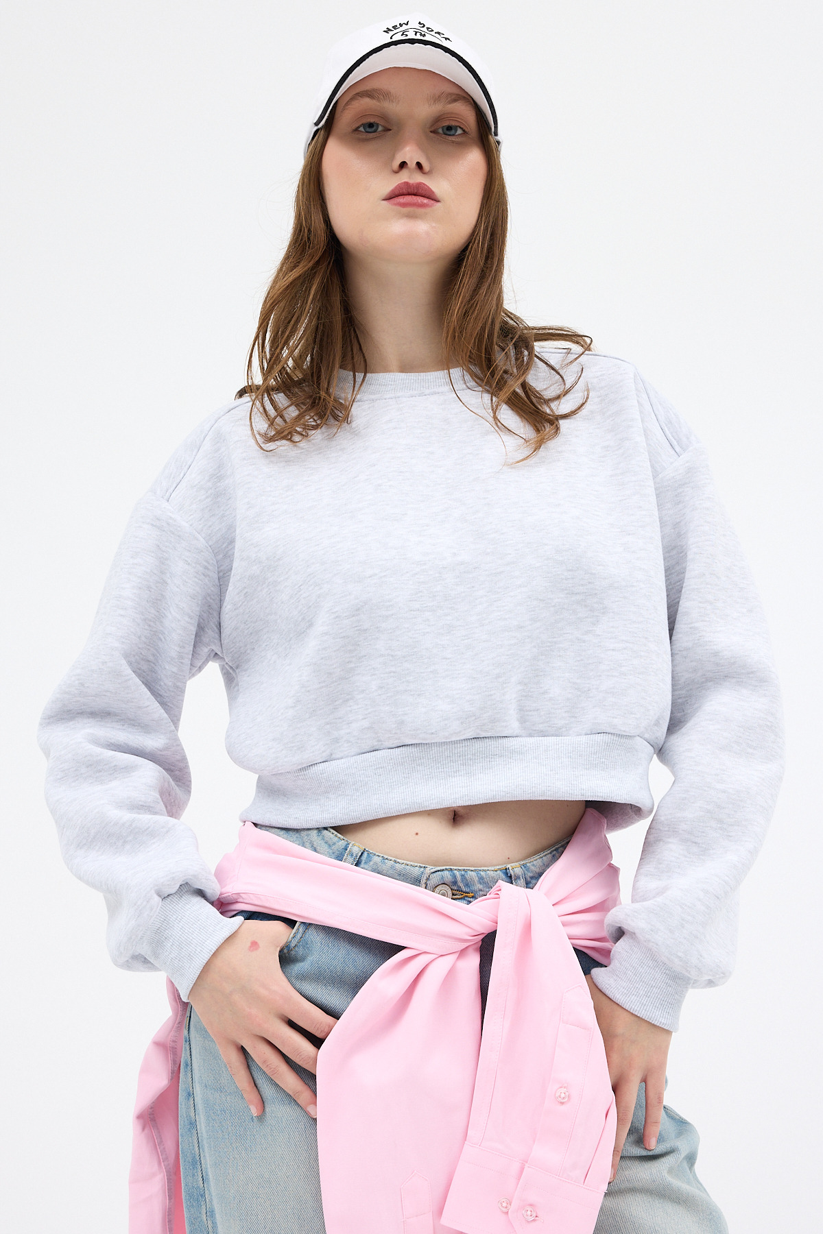 Karmelanj Kadın Crop Bisiklet Yaka Sweatshirt 9210M - 6