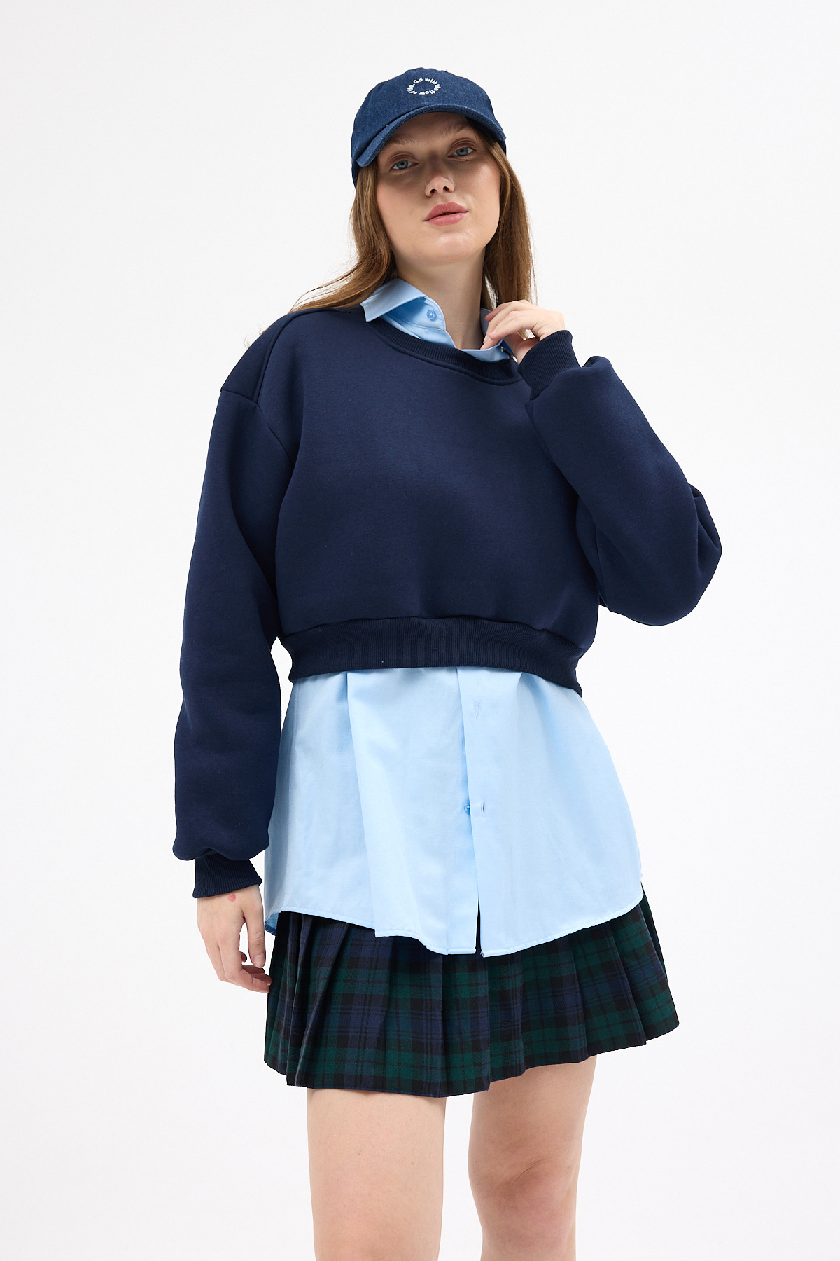 Laci Kadın Crop Bisiklet Yaka Sweatshirt 9210M 