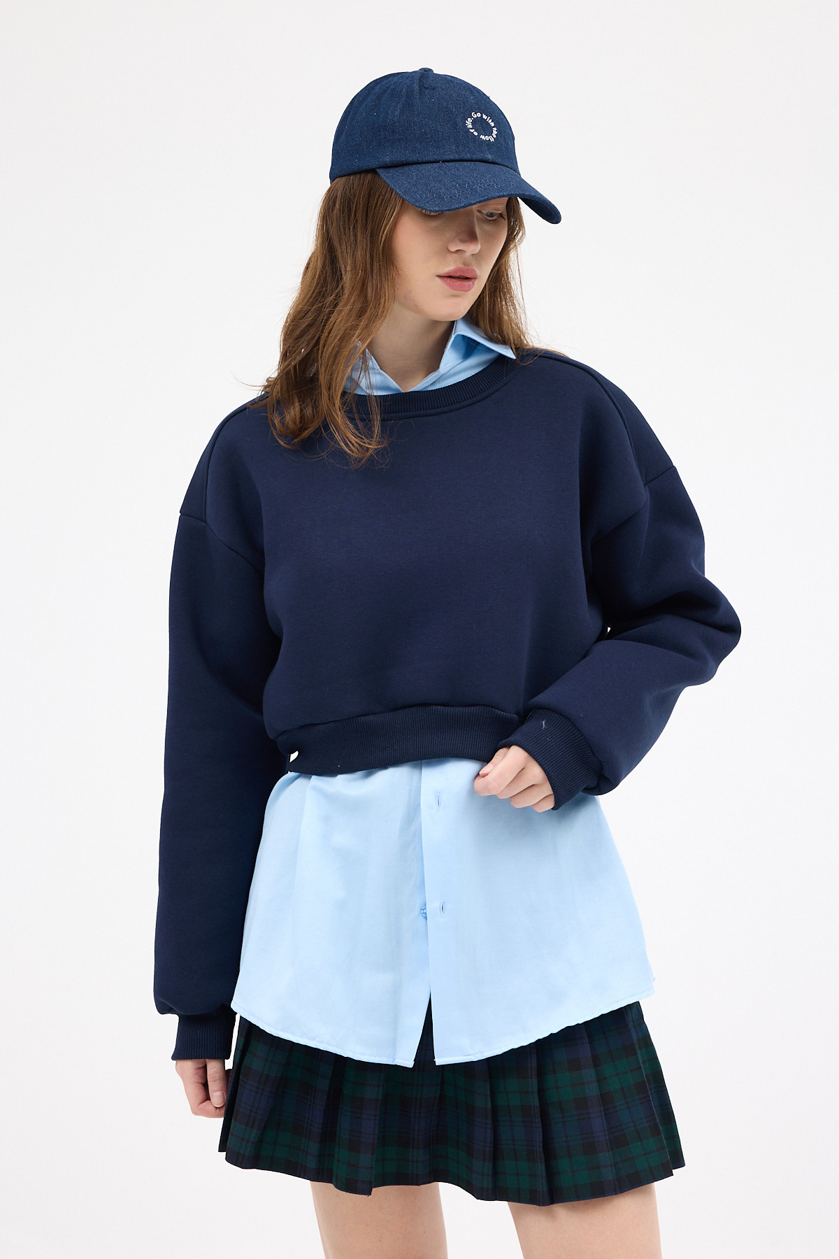 Laci Kadın Crop Bisiklet Yaka Sweatshirt 9210M - 2