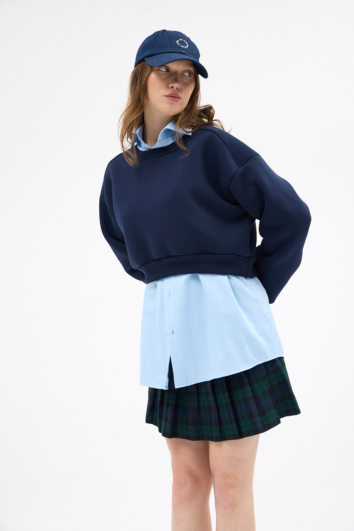 Laci Kadın Crop Bisiklet Yaka Sweatshirt 9210M - 7