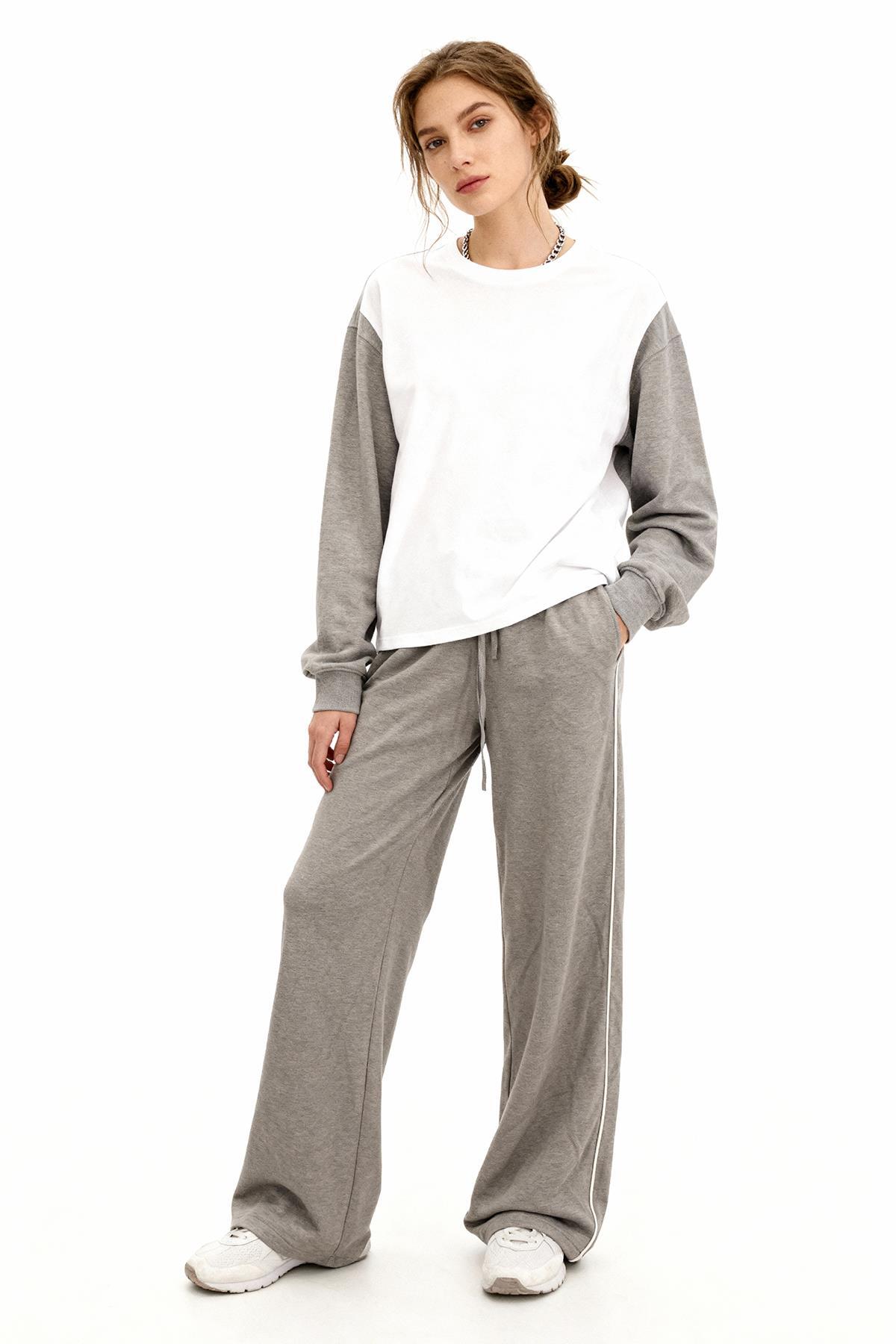 9212M Palazzo Çizgli Eşofman Gri - RAYS