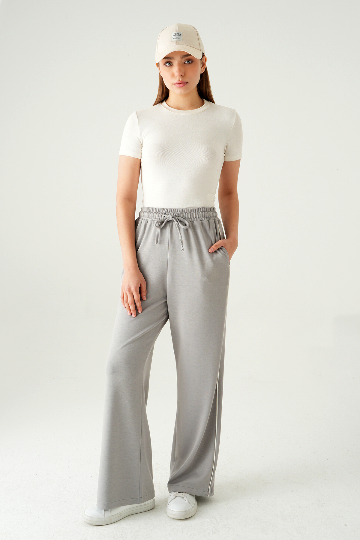 9212M Palazzo Çizgli Eşofman Gri - RAYS