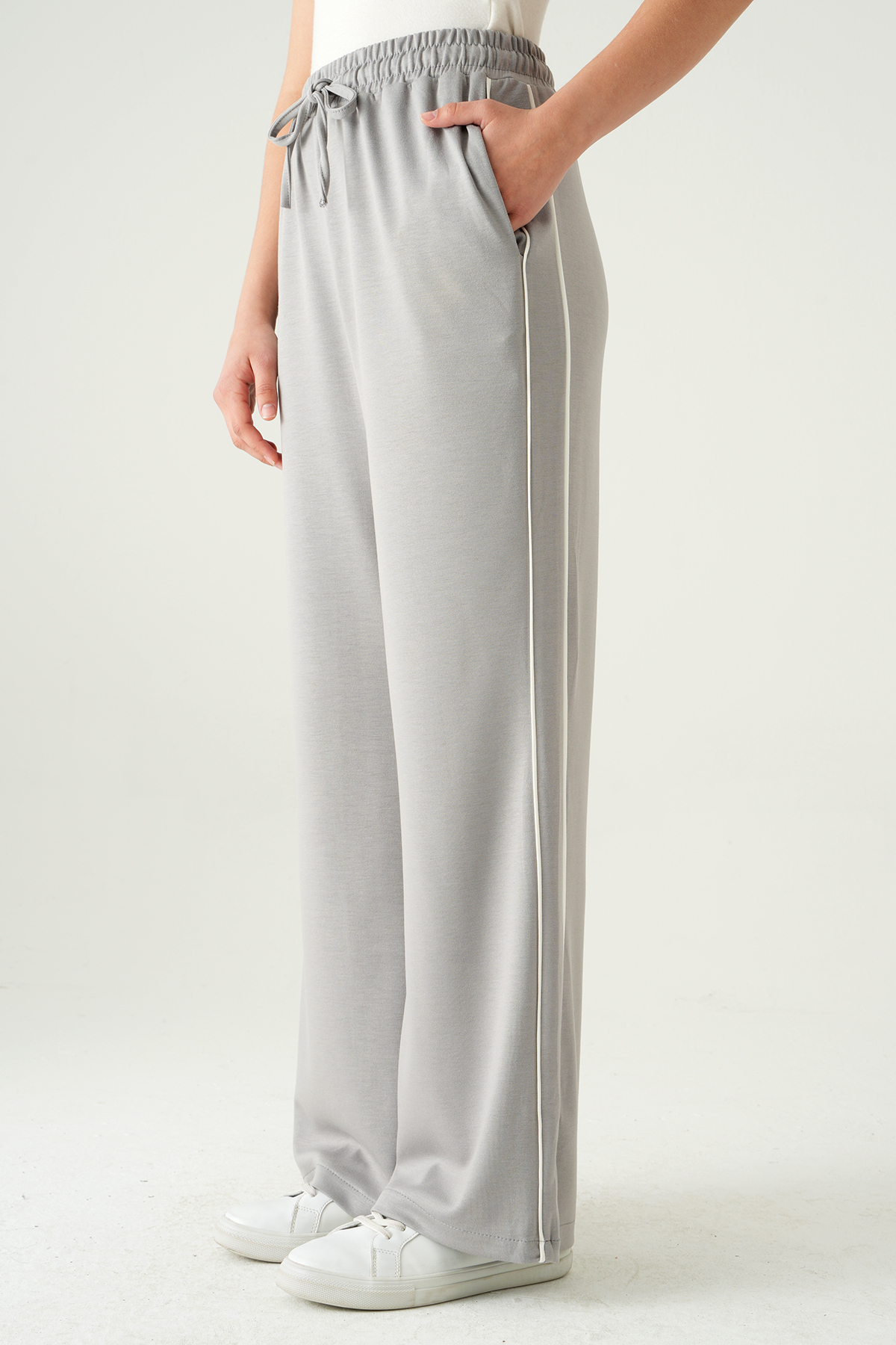 Gri Palazzo Çizgili Eşofman 9212M - 2