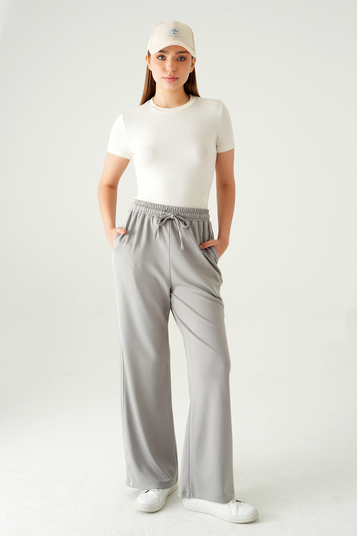 Gri Palazzo Çizgili Eşofman 9212M - 6