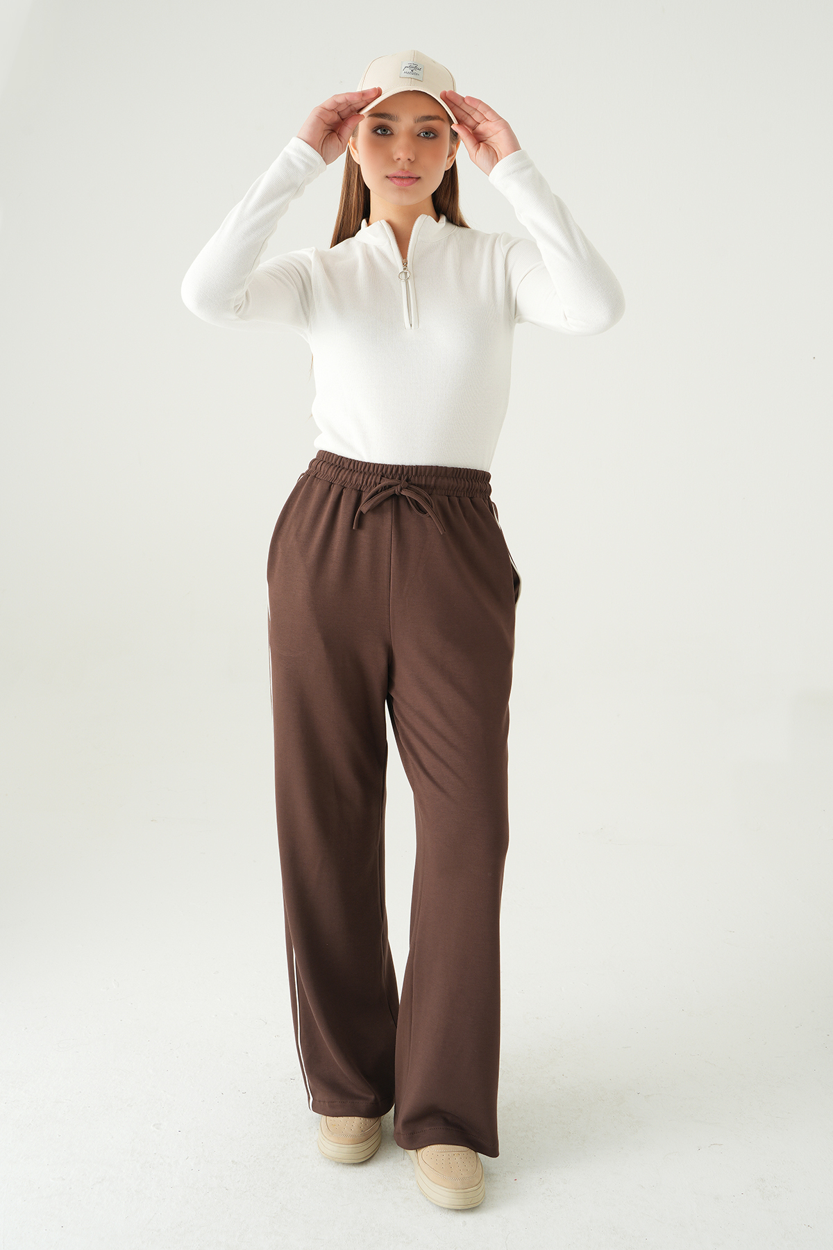 Kahve Palazzo Çizgili Eşofman 9212M - RAYS