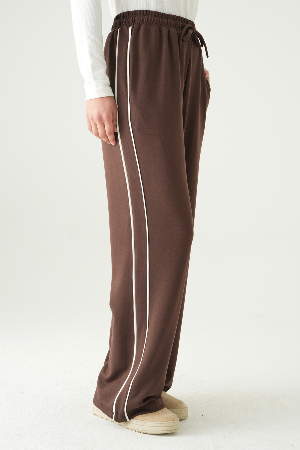 Kahve Palazzo Çizgili Eşofman 9212M - RAYS (1)