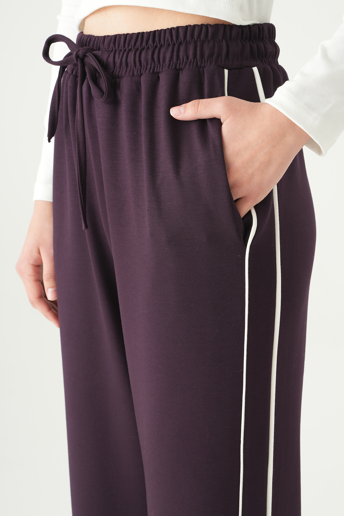 9212M Palazzo Çizgli Eşofman Mürdüm - RAYS