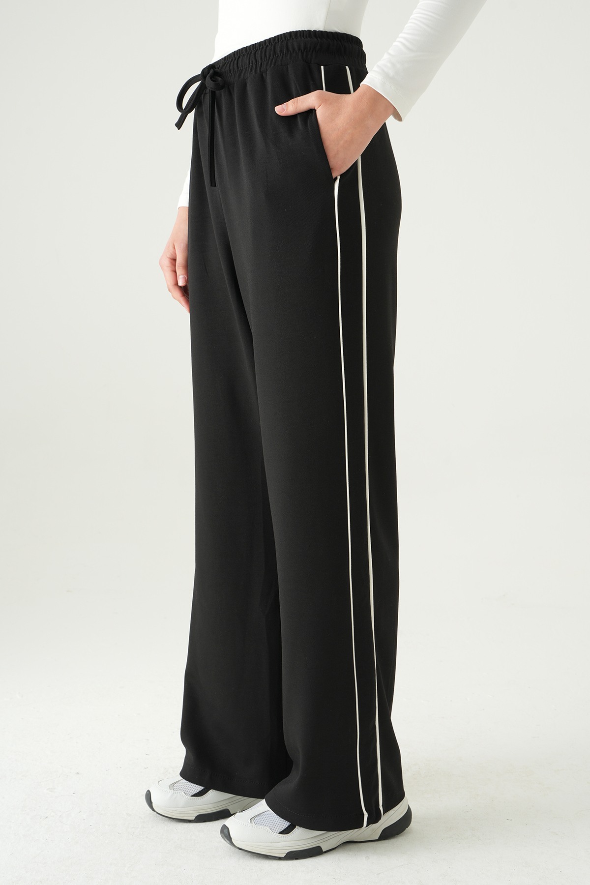 Siyah Palazzo Çizgili Eşofman 9212M - 2