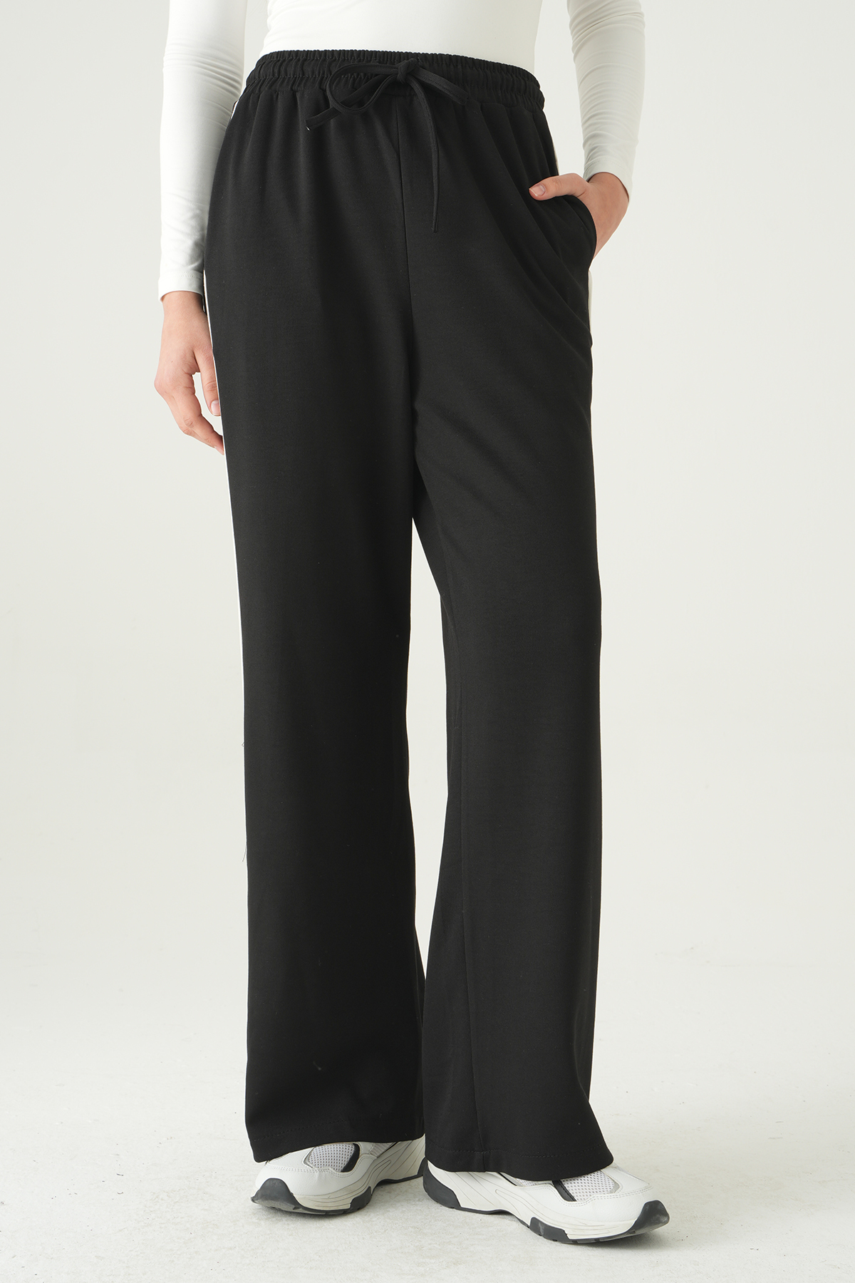 Siyah Palazzo Çizgili Eşofman 9212M - RAYS