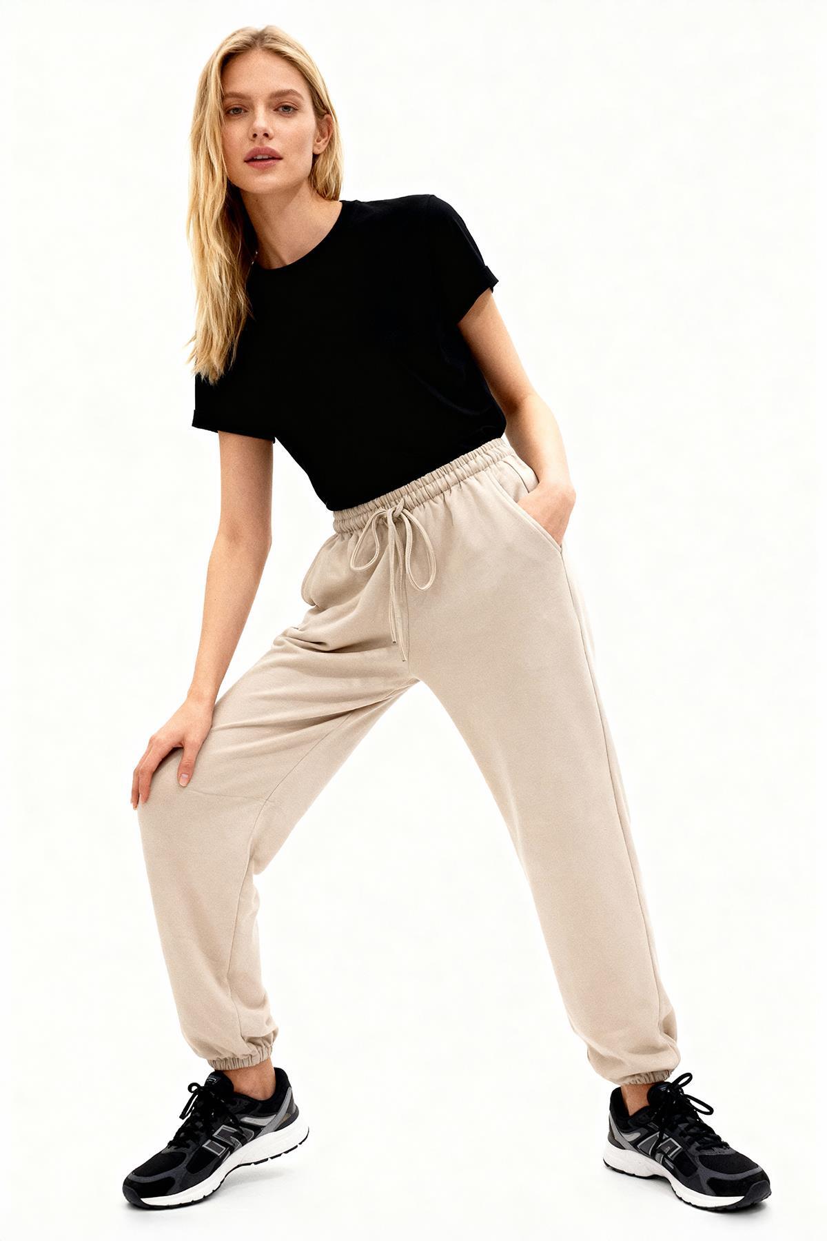 9213M Paça Lastik Eşofman Bej - RAYS