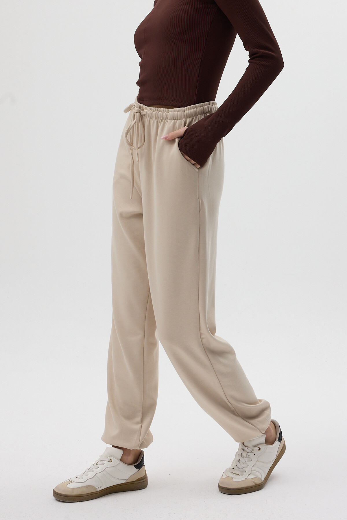 9213M Paça Lastik Eşofman Bej - RAYS