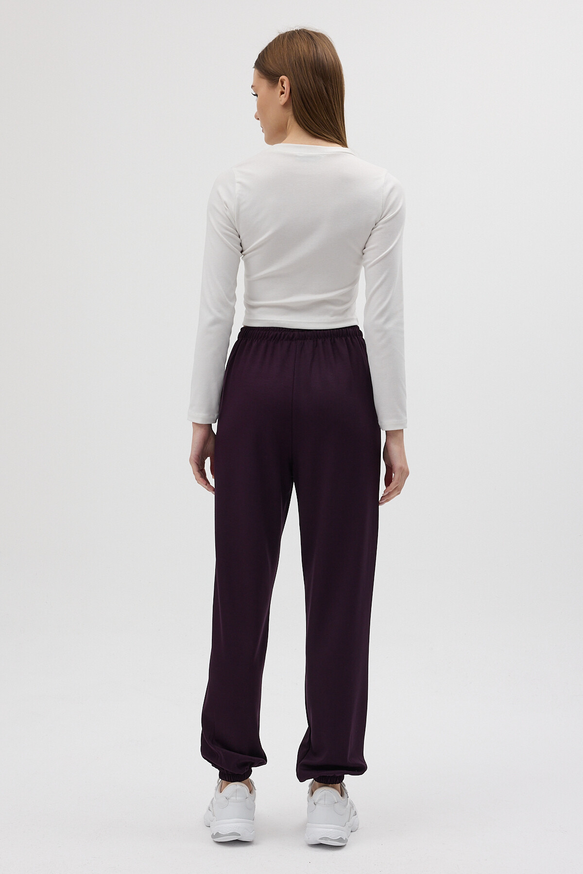 Mürdüm Paçası Lastikli Büzgülü Kadın Eşofman Altı 9213M - 5