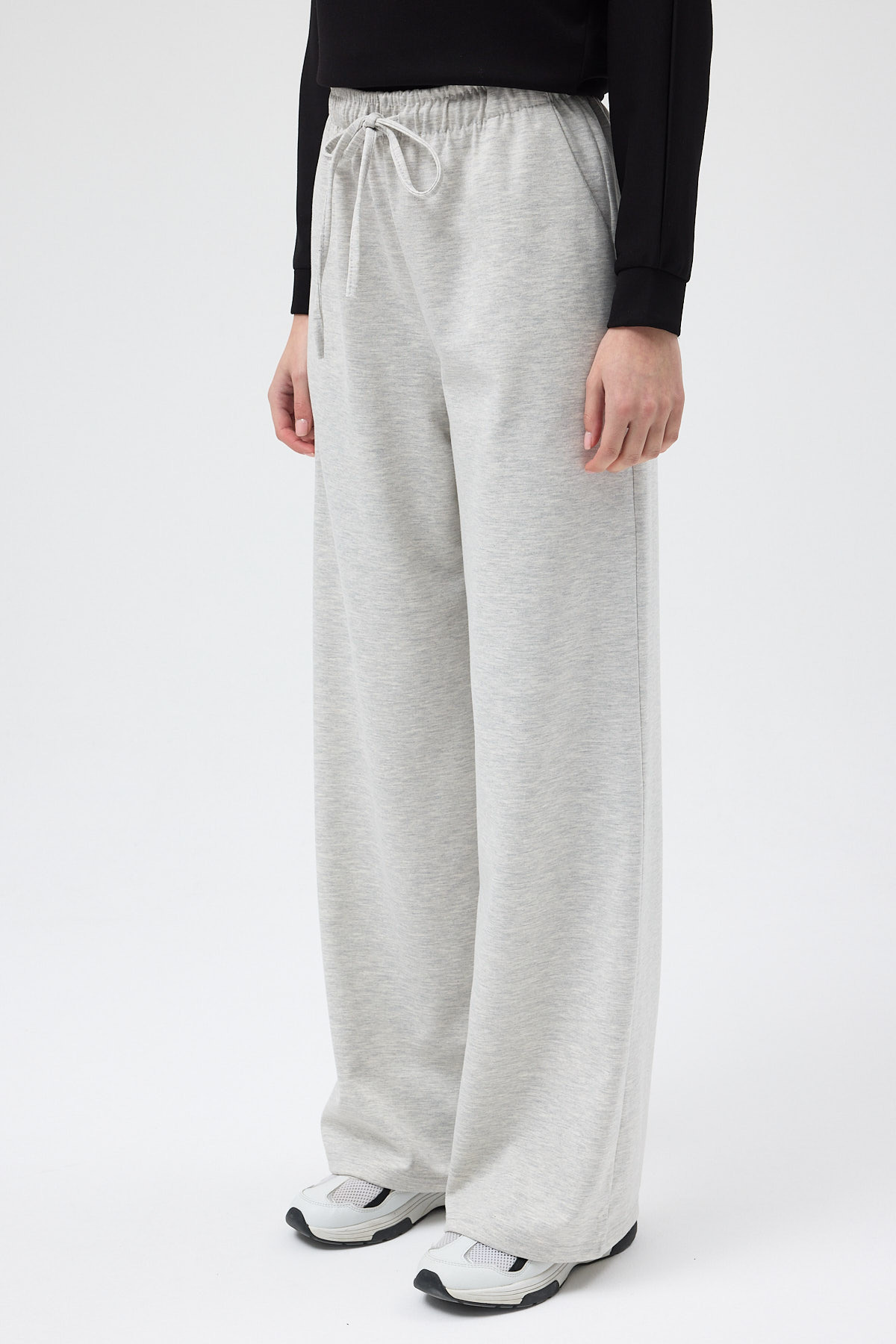 Gri Bel Lastikli Geniş Paça Kadın Eşofman Altı 9214M - 3