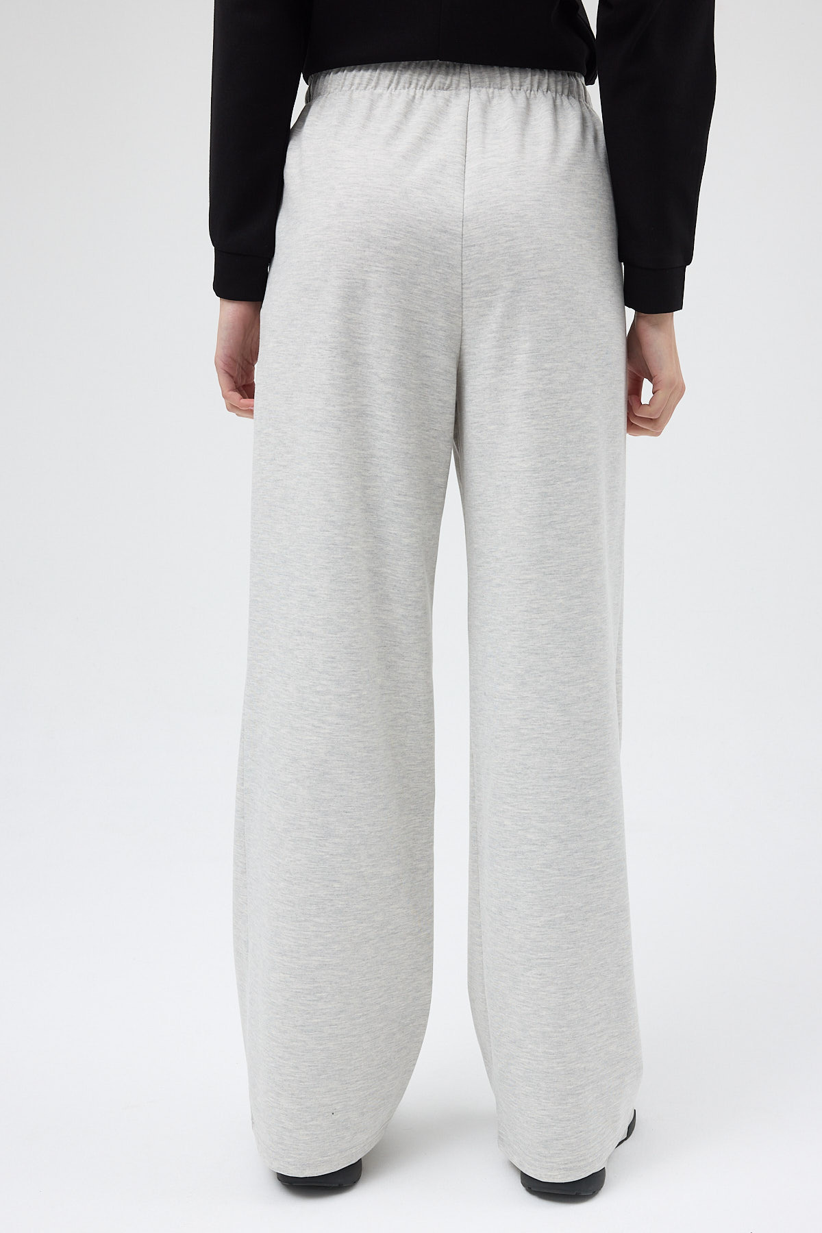 Gri Bel Lastikli Geniş Paça Kadın Eşofman Altı 9214M - 5