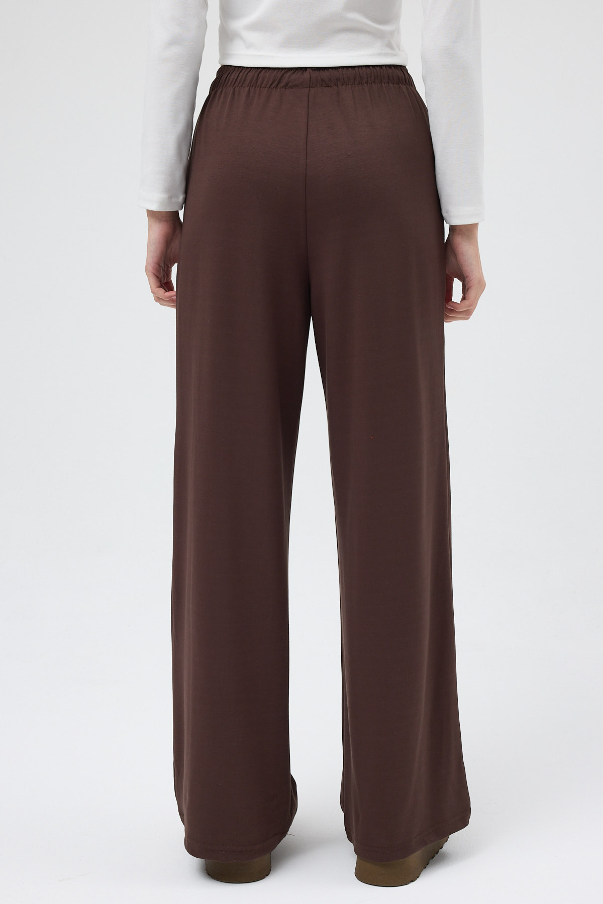 Kahverengi Bel Lastikli Geniş Paça Kadın Eşofman Altı 9214M - 5