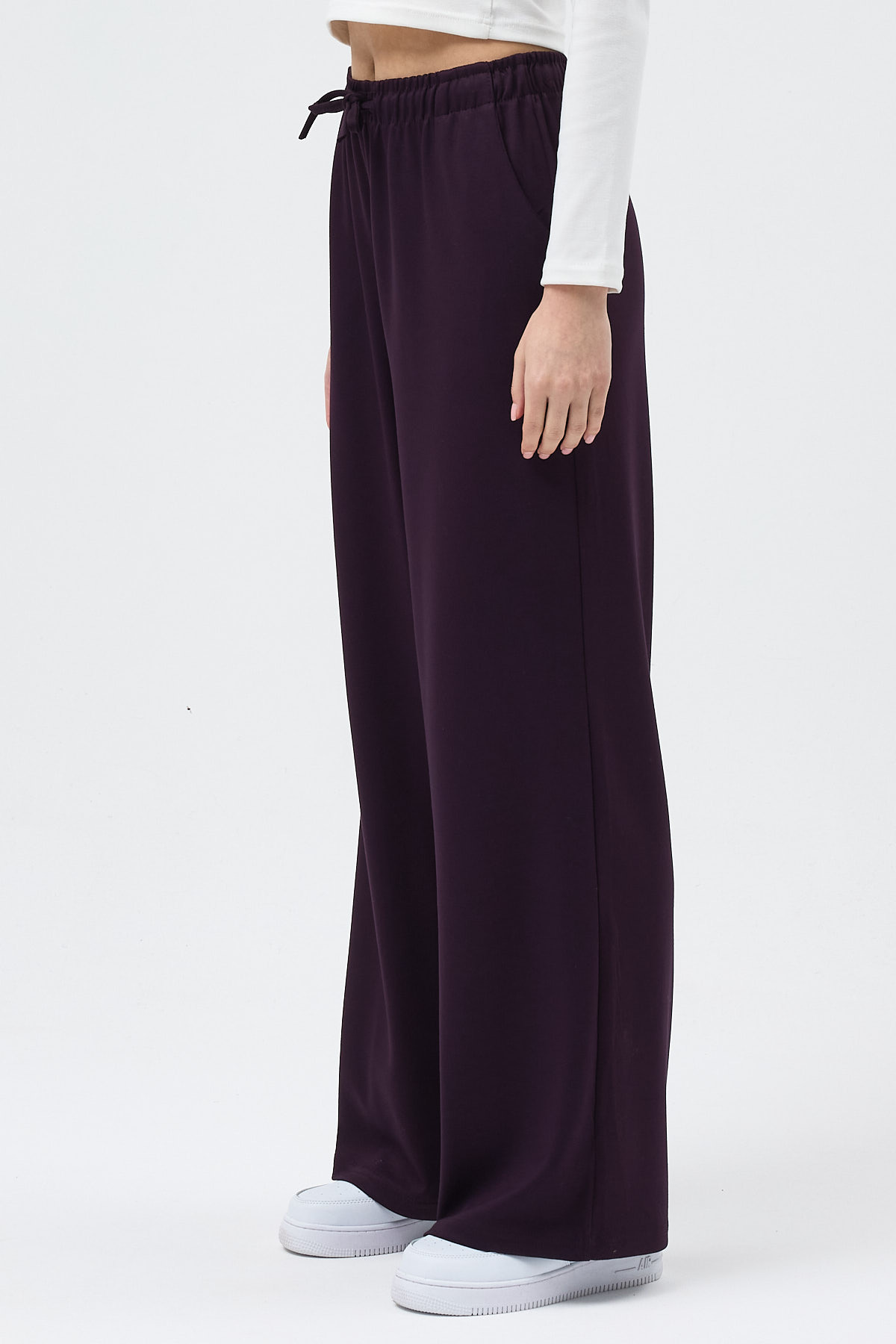 Mürdüm Bel Lastikli Geniş Paça Kadın Eşofman Altı 9214M - 3