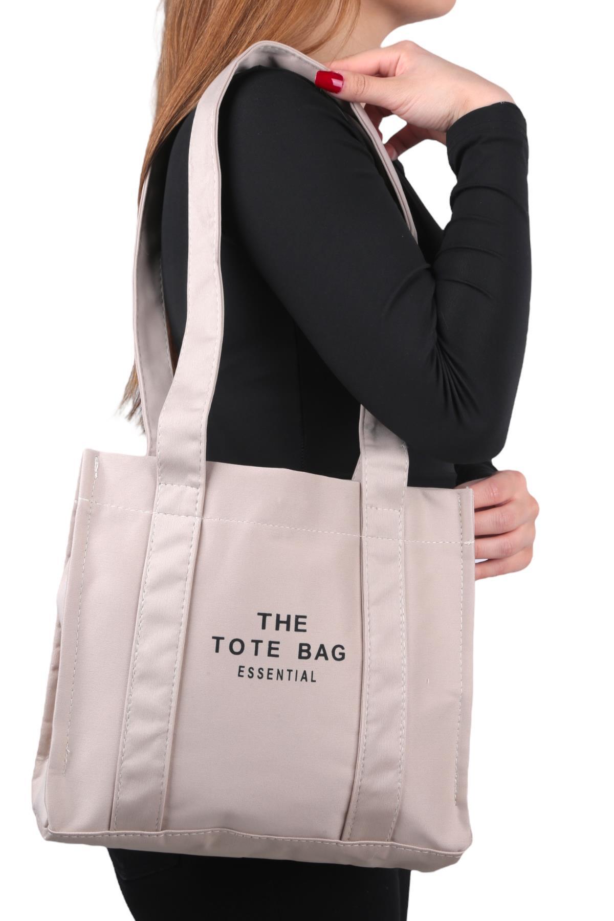 Bej Kumaş Tote Çanta 9219 - 2