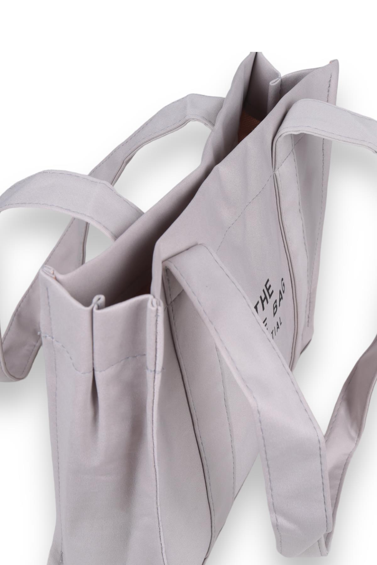 Gri Kumaş Tote Çanta 9219 - 4