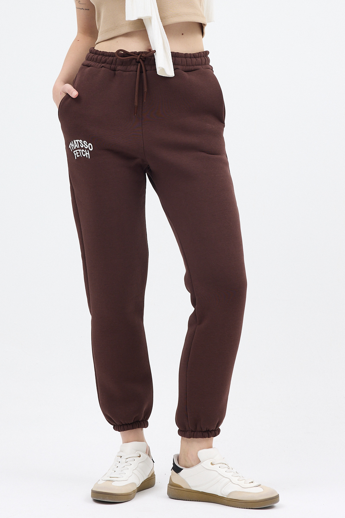 Acı Kahve Yazı Nakışlı Kadın Jogger Eşofman Altı 9219M - 2