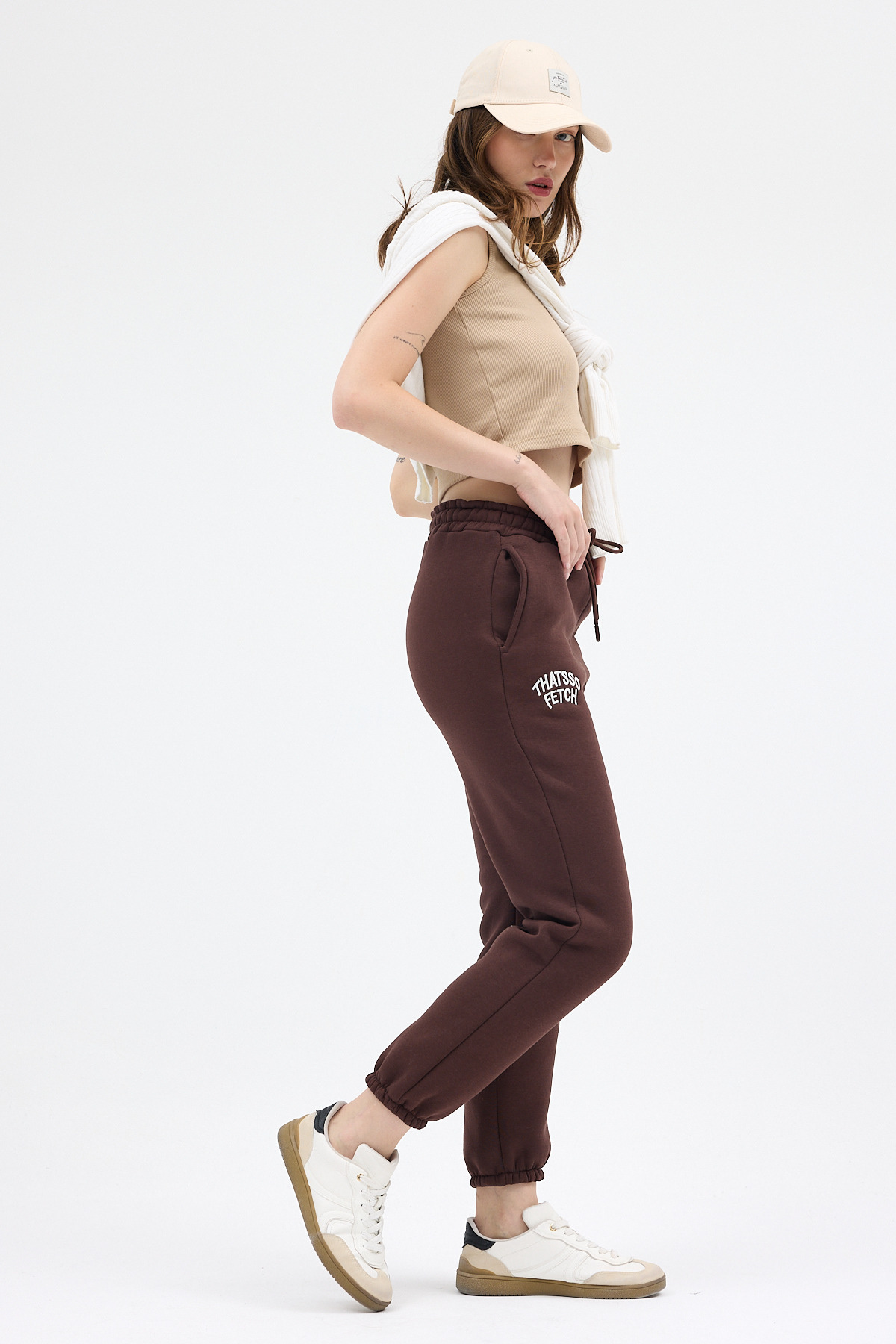 Acı Kahve Yazı Nakışlı Kadın Jogger Eşofman Altı 9219M - 7