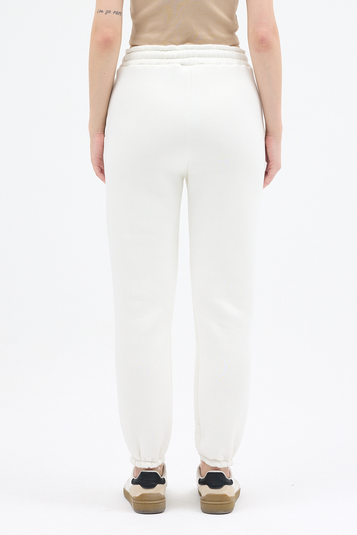 Ekru Yazı Nakışlı Kadın Jogger Eşofman Altı 9219M - 5