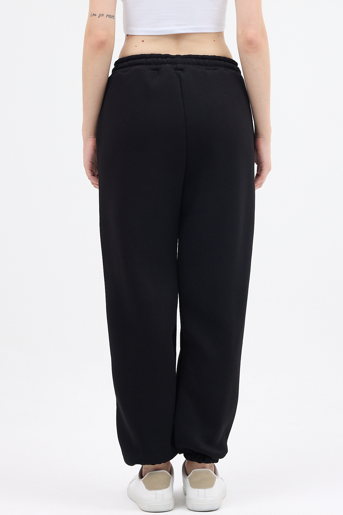 Siyah Yazı Nakışlı Kadın Jogger Eşofman Altı 9219M - 5