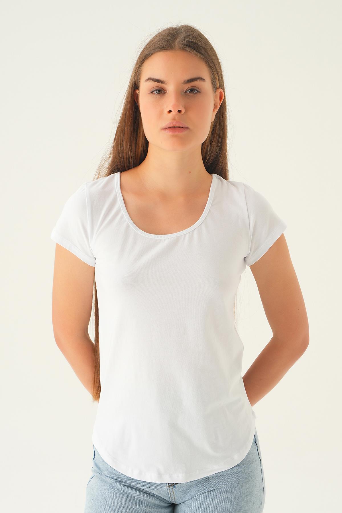 Beyaz Arka Çapraz İp Tişört 922 - 1