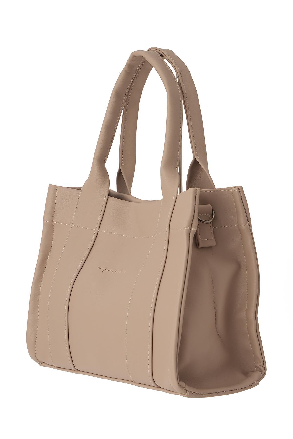 9220 Şerit Detay Omuz Çantası Bej - 2