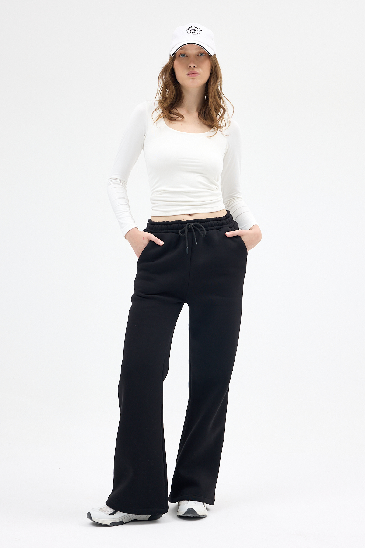 Siyah Geniş Paça Kadın Eşofman Altı 9220M - RAYS