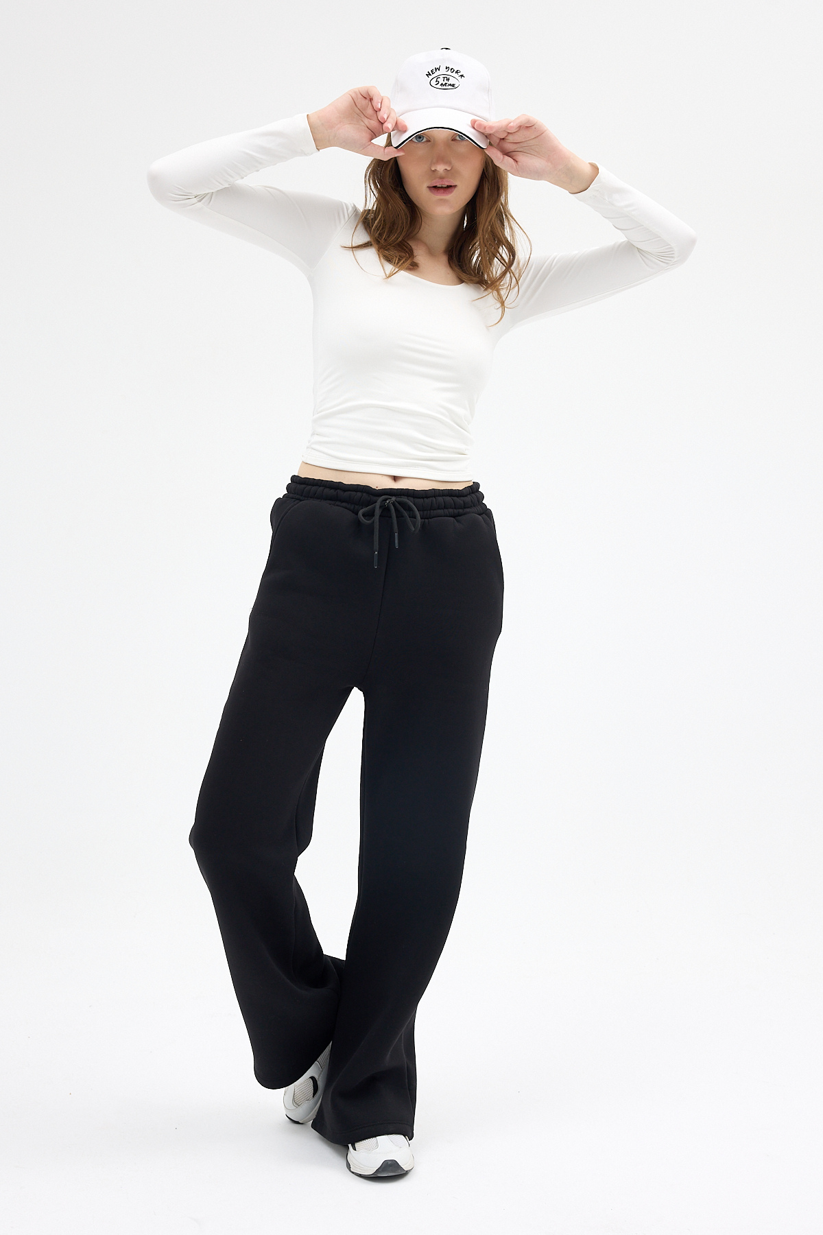 Siyah Geniş Paça Kadın Eşofman Altı 9220M - 7