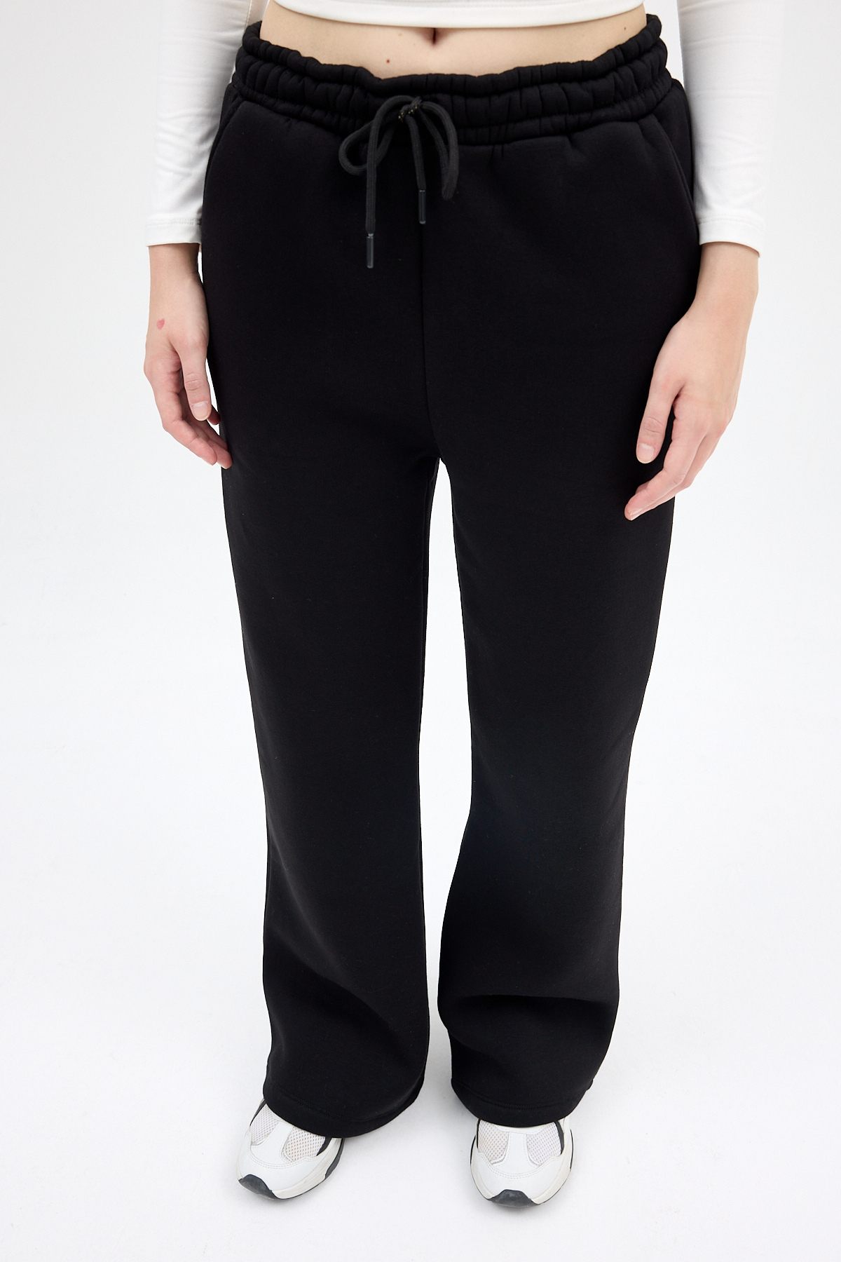 Siyah Geniş Paça Kadın Eşofman Altı 9220M - 3