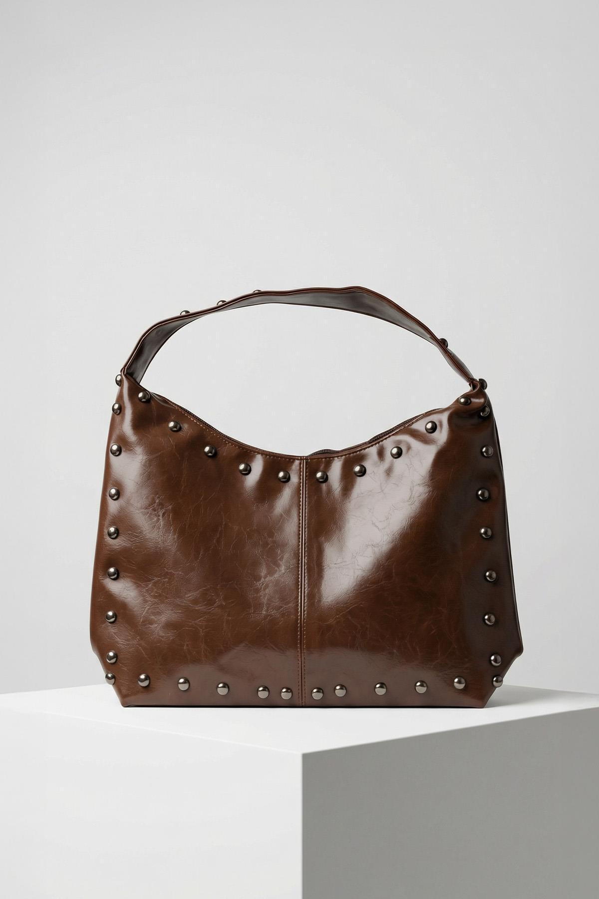 9225 Zımbalı Omuz Çantası Acı Kahve - 2